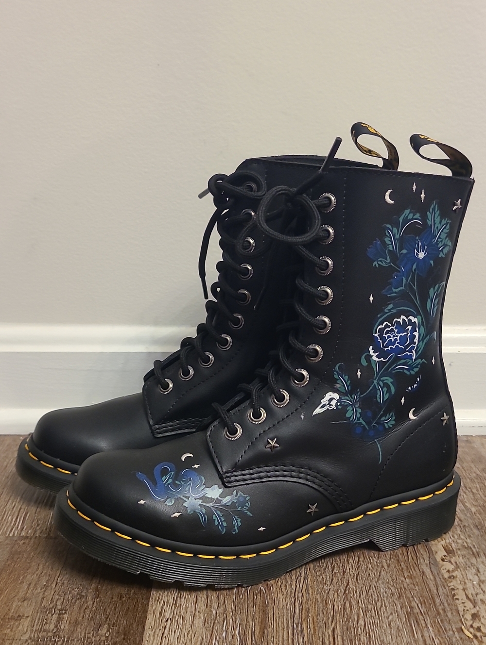 Dr. Martens 1490 Mystic Floral Leather Mid-Calf Boots